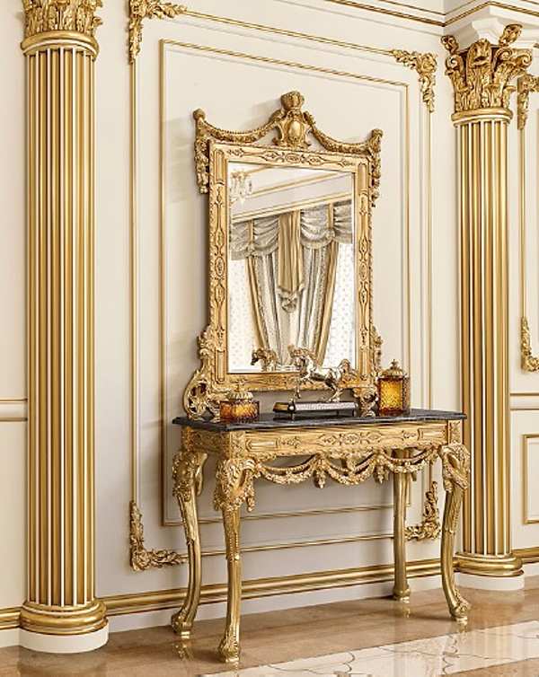 Консоль с зеркалом с отделкой золото Gastone Modenese фабрика MODENESE GASTONE из Италии. Фото №1