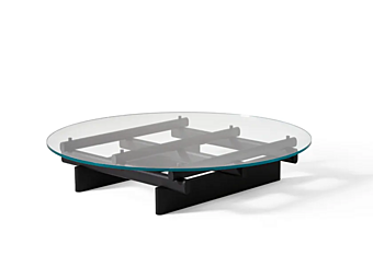 Кофейный столик круглой формы из дерева и стекла CASSINA SENGU фабрика CASSINA из Италии