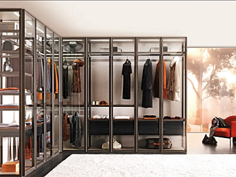 Угловой гардероб с открытыми полками из дерева MISURAEMME Palo Alto фабрика MisuraEmme из Италии