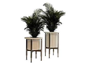 Ваза кашпо для растений круглой формы из натурального камня и металла PAOLO CASTELLI Maputo COM.VASE.MAP.001/002 фабрика Paolo Castelli из Италии