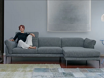 Диван с мягкой спинкой и шезлонгом с съемным чехлом из ткани Elisir Calia Italia CAL 1078 фабрика Calia Italia из Италии