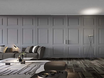 Деревянная боiserie с интегрированной раздвижной дверью BARAUSSE Pinum фабрика BARAUSSE из Италии