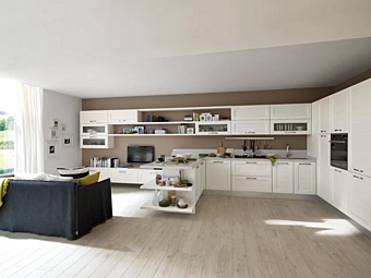 Деревянная кухня с ручками из ясеня LUBE CUCINE Claudia 01