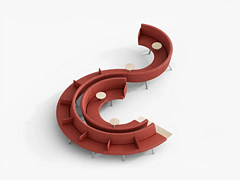 Изогнутый секционный диван с мягкой спинкой из ткани POLTRONA FRAU BAY LOUNGE фабрика POLTRONA FRAU из Италии