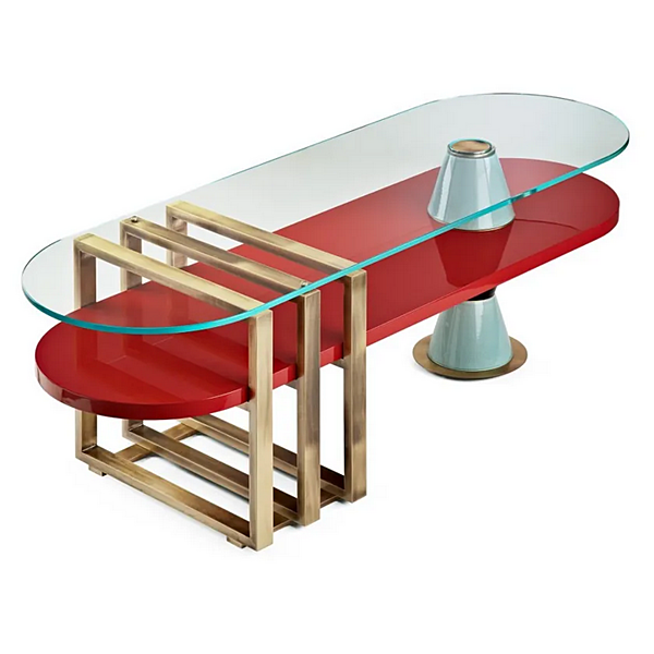 Низкий деревянный журнальный столик овальной формы из коллекции Palm MARIONI 02960 фабрика MARIONI из Италии. Фото №3