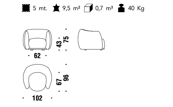 Кресло с обивкой из ткани и подлокотниками MOROSO Pacific 001 фабрика Moroso из Италии. Фото №6