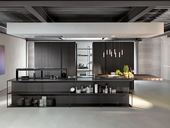 Кухня с островом без ручек из материала Euromobil Telero фабрика Euromobil из Италии