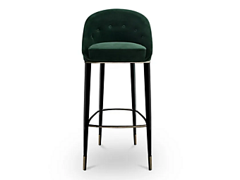 Бархатный высокий барный стул с обитой спинкой BRABBU Malay фабрика BRABBU из Италии