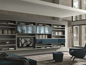 Секционный настенный книжный шкаф для хранения MISURAEMME Wall Crossing фабрика MisuraEmme из Италии