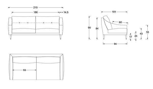 Диван TWILS Ascot 341CP1N 195 фабрика TWILS (VENETA CUSCINI) из Италии. Фото №12