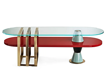 Низкий деревянный журнальный столик овальной формы из коллекции Palm MARIONI 02960