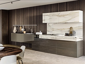 Кухня с отделкой из мрамора и стекла LAGO Linear Fitted Kitchen 36E8 Кухня с отделкой из мрамора и стекла LAGO Linear Fitted Kitchen 36E8 фабрика LAGO из Италии