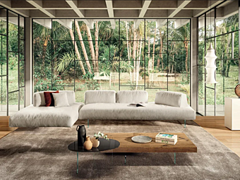 Диван с мягкой спинкой и шезлонгом из ткани AIR SOFT FREE LAGO 1916 фабрика LAGO из Италии