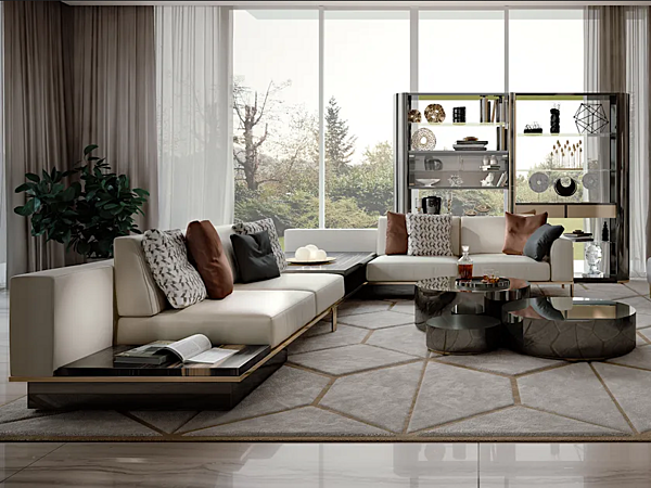 Угловой кожаный диван с обитой спинкой BIZZOTTO ITALIA Ikat 6085 фабрика Bizzotto Italia из Италии. Фото №3