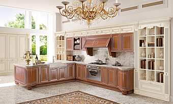 Деревянная кухня с ручками и островом LUBE CUCINE Pantheon фабрика LUBE CUCINE из Италии