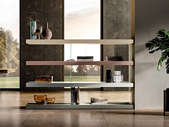 Секционный книжный шкаф из дерева LAGO  AIR 0557 фабрика LAGO из Италии