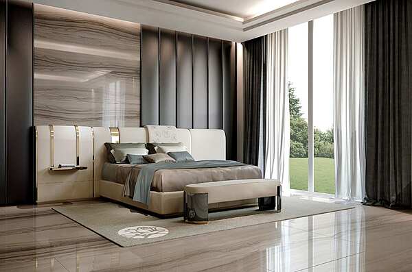 Двуспальная кровать с обитой спинкой BIZZOTTO ITALIA Ginko 490 A фабрика Bizzotto Italia из Италии. Фото №3