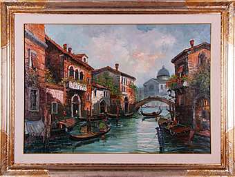 Картина итальянского живописца холст, масло art. D78 Каналы Венеции Картина итальянского живописца холст, масло art. D78 Каналы Венеции фабрика из Италии