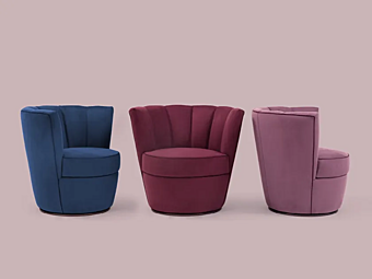 Кресло с вращающейся основой и бархатной обивкой Borzalino Diva XL EUD8POXL фабрика Borzalino из Италии