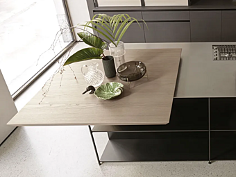 Прямоугольный деревянный стол с peninsula из коллекции Euromobil Moove