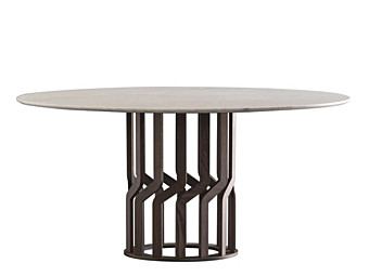 Круглый стол из ясеня с мраморной столешницей POTOCCO Intreccio 950/TC-FIX фабрика POTOCCO из Италии