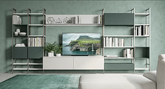 Секционная стенка для хранения из ЛДСП LUBE CUCINE Immagina Plus Bridge Living A Секционная стенка для хранения из ЛДСП LUBE CUCINE Immagina Plus Bridge Living A фабрика LUBE CUCINE из Италии