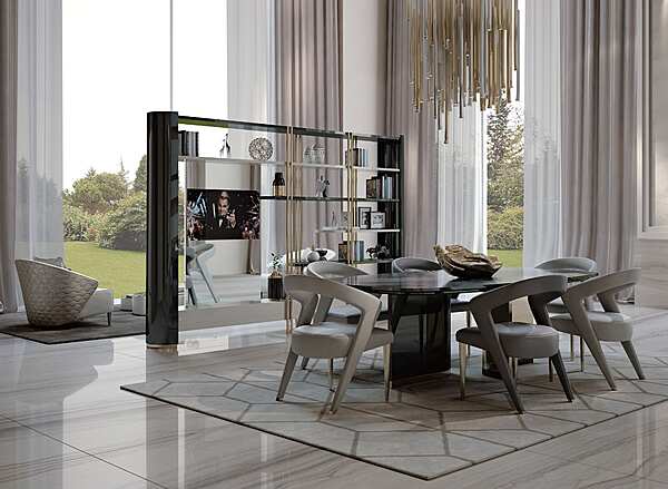 Открытый книжный шкаф с телевизионной стойкой из дерева BIZZOTTO ITALIA Ikat 992 фабрика Bizzotto Italia из Италии. Фото №4