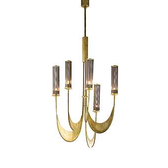 Люстра из натуральной латуни с ручной гравировкой в "шелковом эффекте"  SIGMA L2  7295/5 фабрика SIGMA L2 из Италии