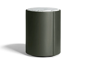 Круглая прикроватная тумбочка из кожи POLTRONA FRAU Stock n Roll