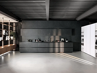 Линейная кухня без ручек из материала Euromobil Telero 5 фабрика Euromobil из Италии