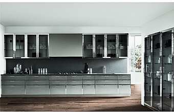 Линейная встроенная кухня с островом из материала ASTER CUCINE Avenue 9 фабрика Aster Cucine из Италии