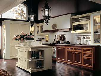 Кухня с островом из дерева Newport Il Canto del Fuoco Moka Martini Interiors фабрика MARTINI INTERIORS из Италии